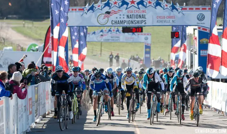 The start of the Masters 45-49, 2016 Cyclocross National Championships. © Cyclocross Magazine