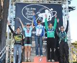 Women's podium - Barnholdt, Howe, Nash, Brems, Maile (l to r). Golden Gate Park Cyclocross, BASP #4, 11/29/09. © Cyclocross Magazine