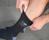 Merino wool socks are tall and medium in weight, making a great sock for 'cross.  The L/XL size was great for my 48's. by Kristie Hancock