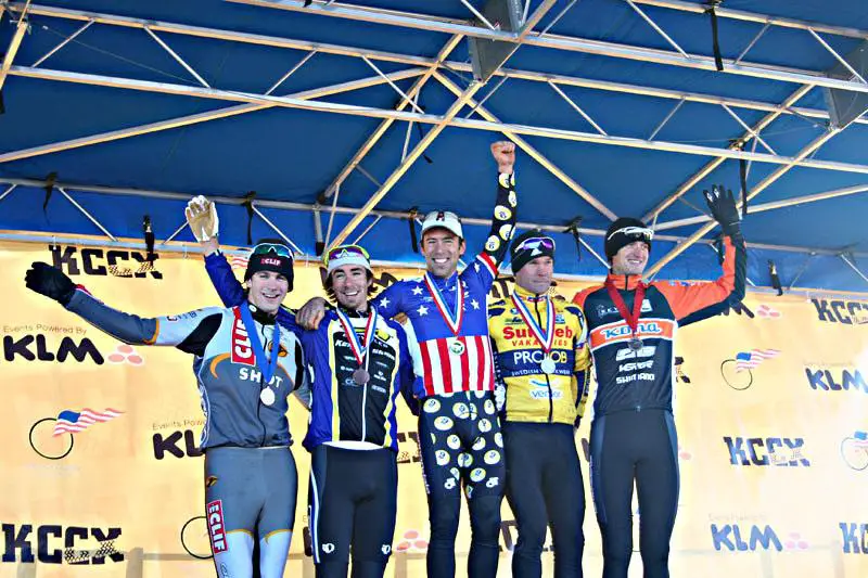 Elite Men’s Podium of the 2007 USA Cycling Cyclocross National Championships in Kansas City. ©Cyclocross Magazine