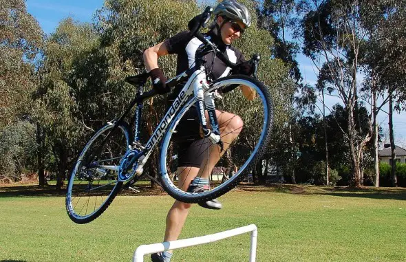 Testing out barrier hopping skills at the Dirty Deeds clinic. Andrew Blake