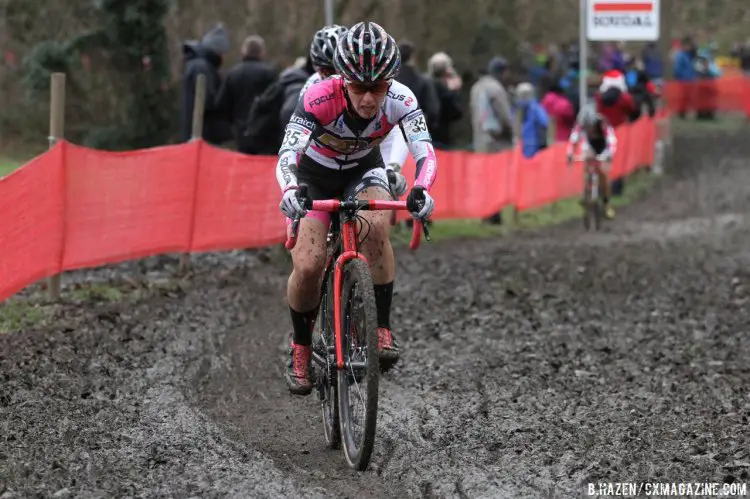 Arley Kemmerer riding well through the mud for a much improved ride ...