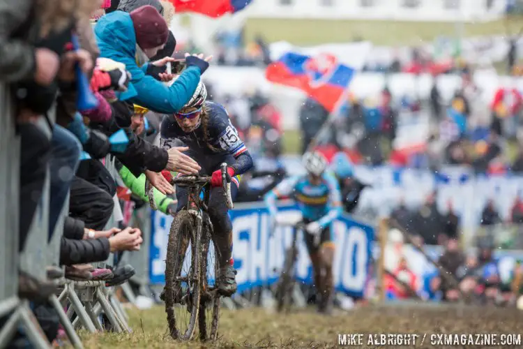 Ferrand Prevot struggled to find hard ground and to stay upright - but did so when it mattered the most. Elite Women - 2015 Cyclocross World Championships © Mike Albright / Cyclocross Magazine
