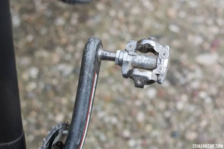 Shimano M959 pedals are a durable addition and compliment the Dura-Ace component selections. © Cyclocross Magazine