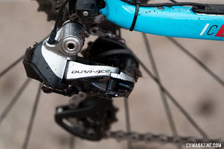 Dura-Ace 9070 Di2 derailleurs handle shifting. Jonathan Page's 2015 National Championship Fuji Altamira cyclocross bike. © Cyclocross Magazine