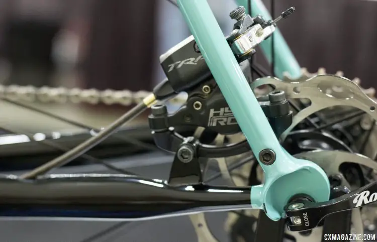 Mars Cycles' internally routes the cables for the rear brake and rear derailleur. NAHBS 2015. © Cyclocross Magazine