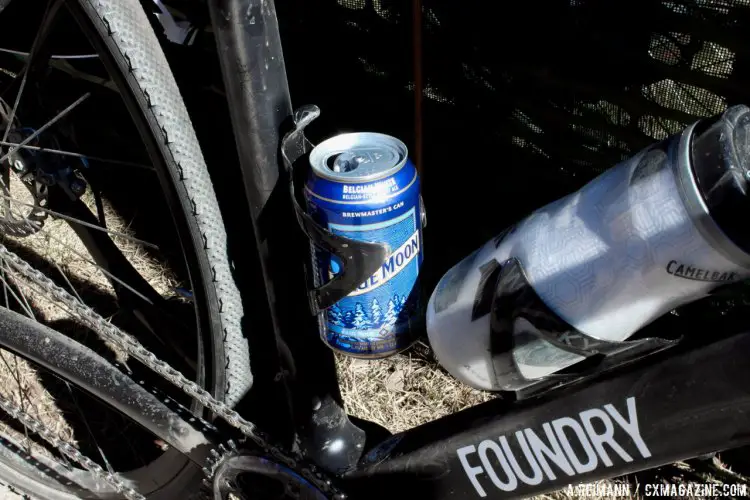 Woodring kept her bottle cage active after the race and into the after-party. © Andrew Reimann/Cyclocross Magazine