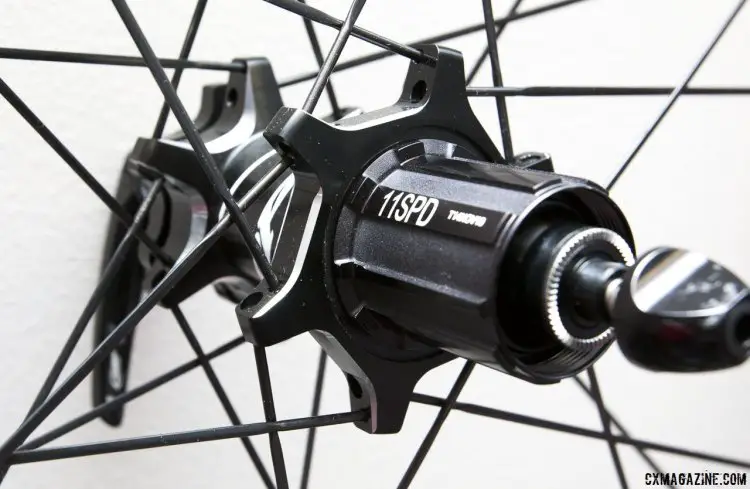 The move to Zipp's new 77/177 hubs, and accept 11-speed cassettes, but can also accept an XD driver for a frankenbike creation. Rear hub weighs 265g. © Cyclocross Magazine