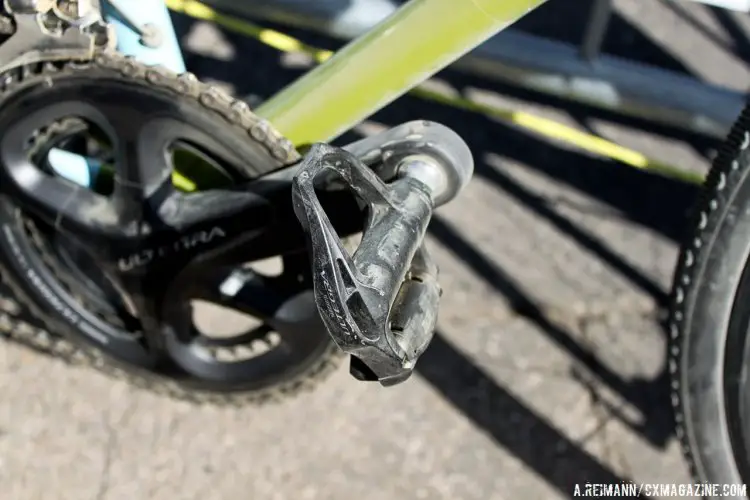 Like Women’s Open winner Woodring, Aker opted for road pedals. © Andrew Reimann / Cyclocross Magazine