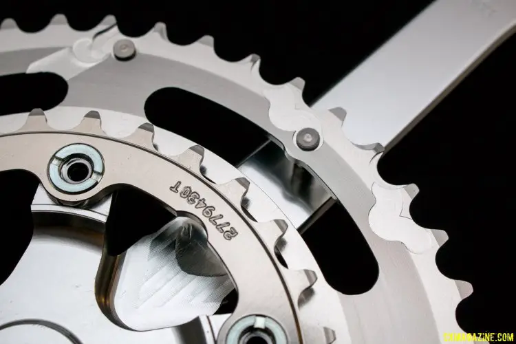 IRD's Defiant square taper crankset features ramps and pins on the big ring for quick shifting. © Cyclocross Magazine
