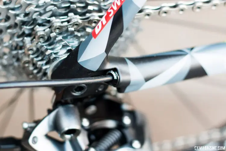 Internal routing of the cables and wires on the Scott Addict CX - Sea Otter 2015. © Cyclocross Magazine