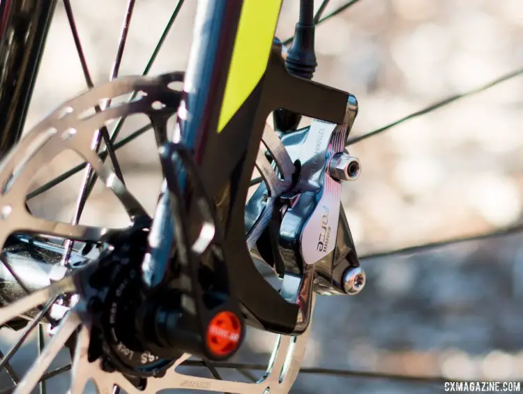 Scott Addict CX is compatible with both flat mount and post mount disc caliper brakes. - Sea Otter 2015. © Cyclocross Magazine