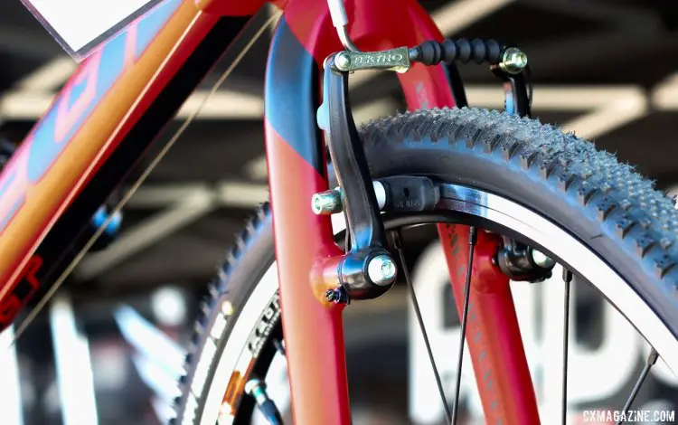 2016 Felt Bicycles F24X 24" wheel cyclocross bike features Tektro linear pull brakes. © Cyclocross Magazine