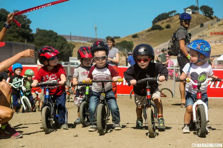 Three-year-olds raced balance bikes on a little pump track each day. © Cyclocross Magazine