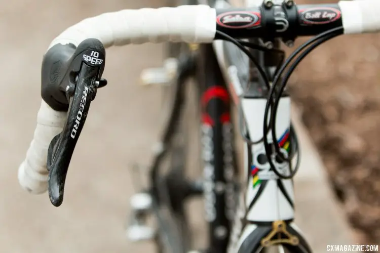 Shere installed Campagnolo Record 10-speed shifters on her Colnago. © Cyclocross Magazine