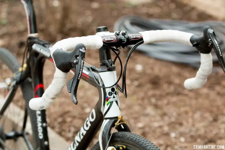 A fine-tuned ride after the race and near-immaculate white bartape, both signs of a loving mechanic for Tove Shere. © Cyclocross Magazine