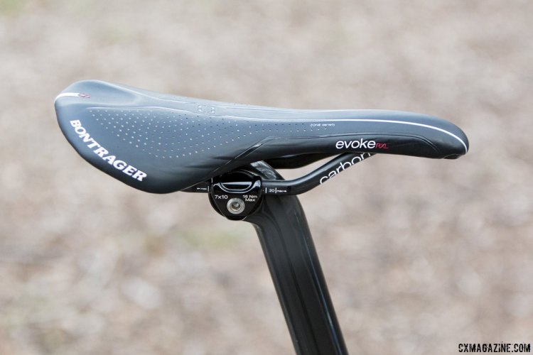 Price’s saddle is the Bontrager Evoke RXL. © Cyclocross Magazine