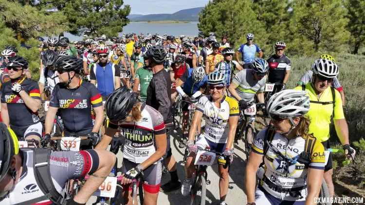 The 60-mile group stretched nearly to the waters of Lake Davis. 2015 Lost and Found gravel race. © Cyclocross Magazine