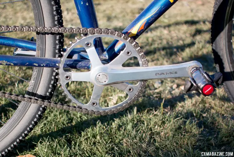  In spite of getting up there in age, the Shimano Dura-Ace 7400 cranks retain much of their original luster. © Cyclocross Magazine
