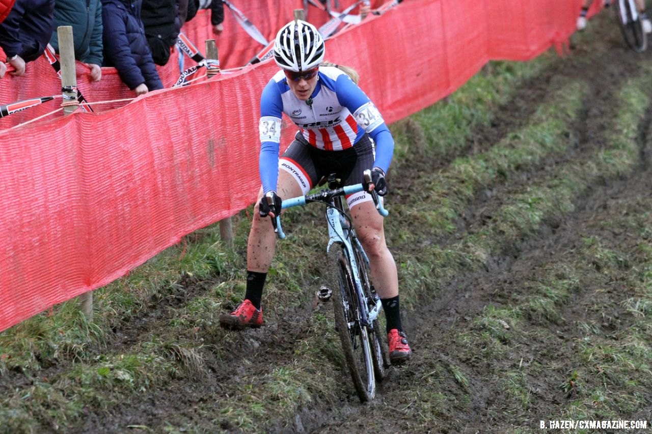 Katie Compton with a great effort that came up slightly short of the podium. © Bart Hazen