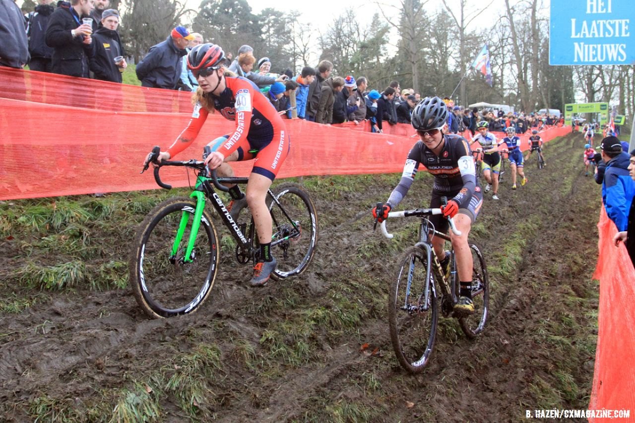 The American Elite Women show everyone else how to ride this portion of the course. © Bart Hazen