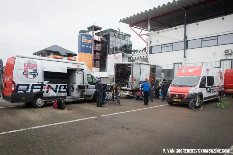 Team USA paddock. Course Inspection. 2016 UCI Cyclocross World Championships. © P. Van Hoorebeke/Cyclocross Magazine