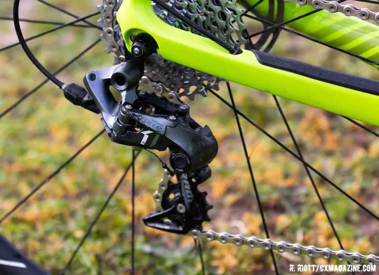 Dillman’s Trek features a SRAM Force 1 rear derailleur. © Cyclocross Magazine