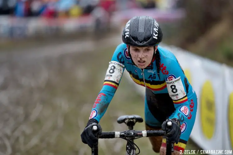 Karen Verhestraeten of Belgium raced to 30th. Elite Women, 2016 Cyclocross World Championships. © Danny Zelck / Cyclocross Magazine