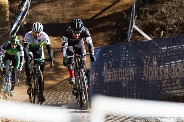 Johs Huseby leads Alec Donahue in the chase group. © R. Riott / Cyclocross Magazine