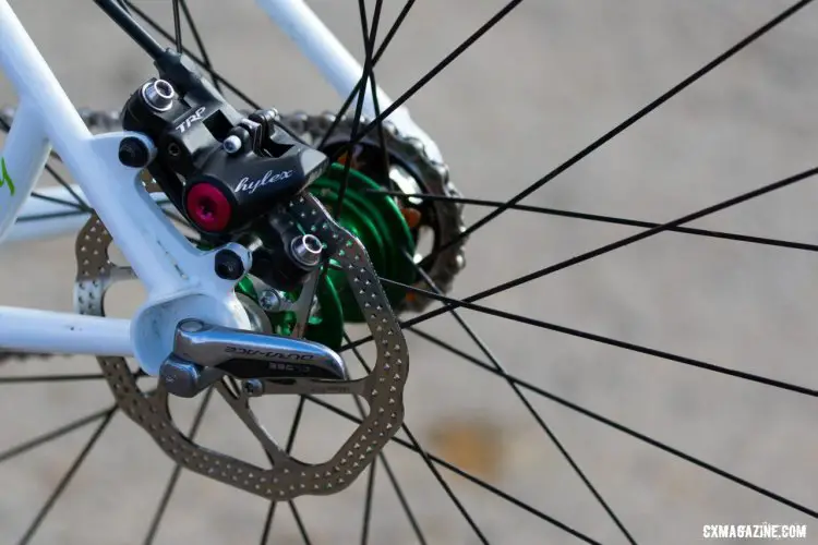 It's a similar story out back with a quick release axle and TRP's Hylex hydraulic brake caliper. 2016 Cyclocross National Championships. © R. Riott/Cyclocross Magazine