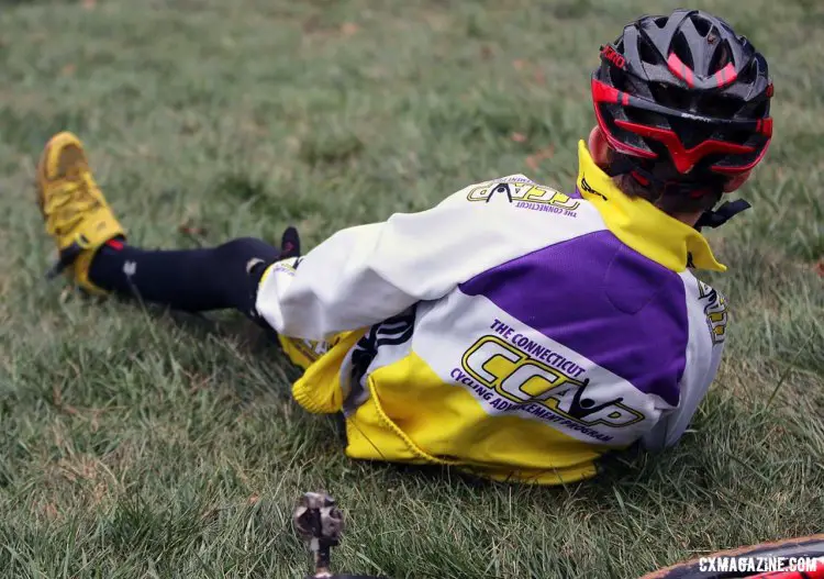 Thompson takes a much-deserved breather after a hard fought victory. © Cyclocross Magazine