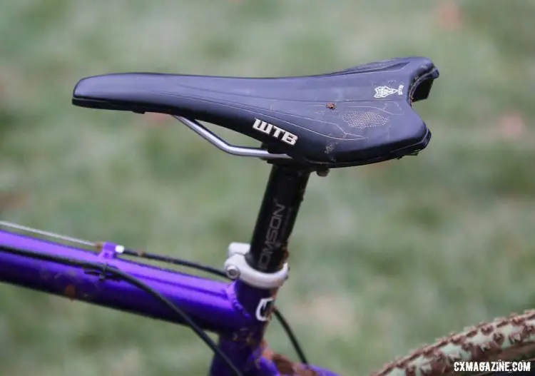 The WTB High Tail saddle is slammed forward to enable Thompson to fit the bike. © Cyclocross Magazine