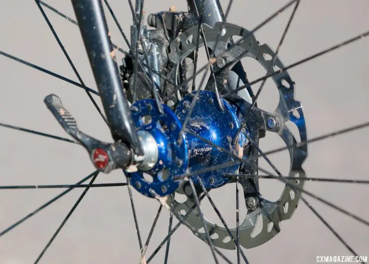 Chris King hub with Shimano XT SM-RT86 six bolt rotor. 2016 Cyclocross Nationals. © Cyclocross Magazine