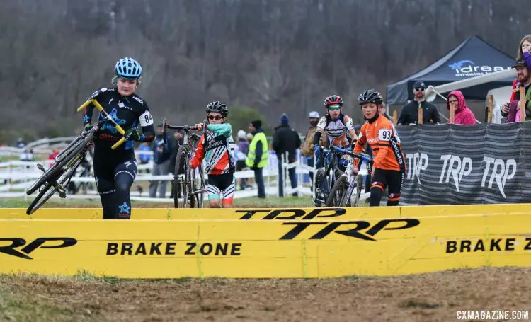 There was a tight battle behind the leaders. Junior Men 11-12, 2016 Cyclocross National Championships. © Cyclocross Magazine