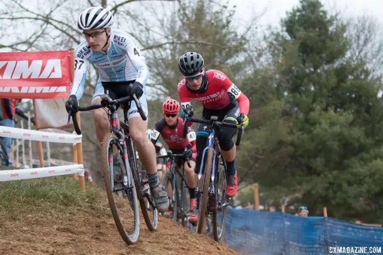 First lap, Ben Gomez Villafañe working through traffic. Junior Men 15-16, 2016 Cyclocross National Championships. © Cyclocross Magazine