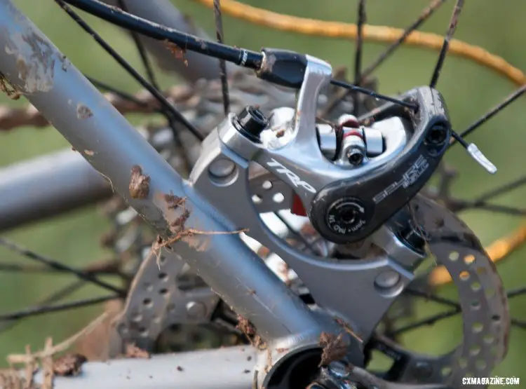 Cable-activated disc breaks haven't been fully replaced by hydraulic offerings even for National Champions. 2016 Cyclocross National Championships. © Cyclocross Magazine