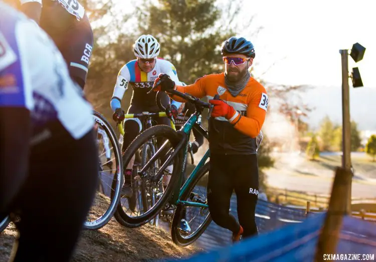 Ryan Rinn raced his singlespeed from a poor starting position to 20th. Masters 30-34, 2016 Cyclocross National Championships. © Cyclocross Magazine