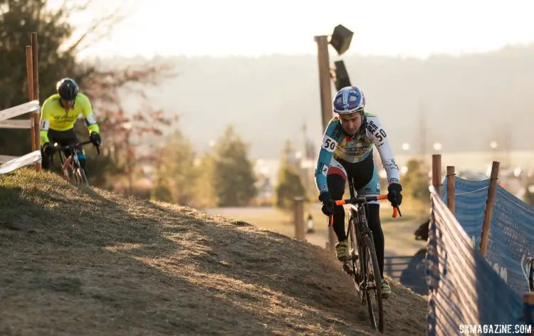 Swanson leads Drummond on lap one. Masters 30-34, 2016 Cyclocross National Championships. © Cyclocross Magazine