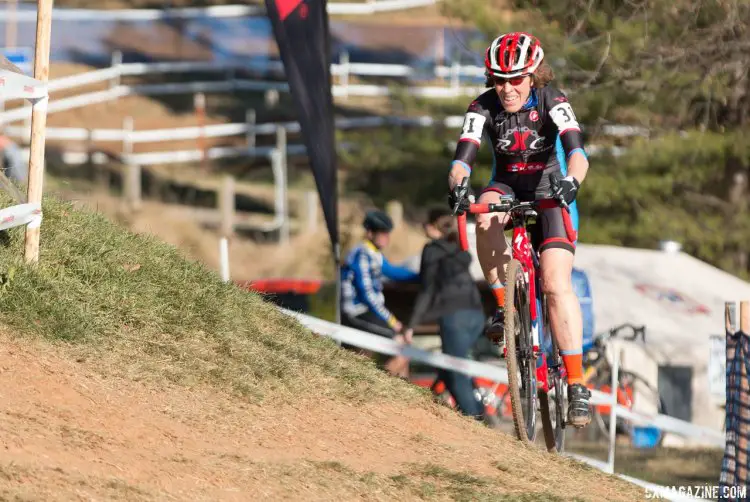 Maurine Sweeny raced into the 60-64 field and in the process took the 65-69 title, 2016 Cyclocross National Championships. © Cyclocross Magazine