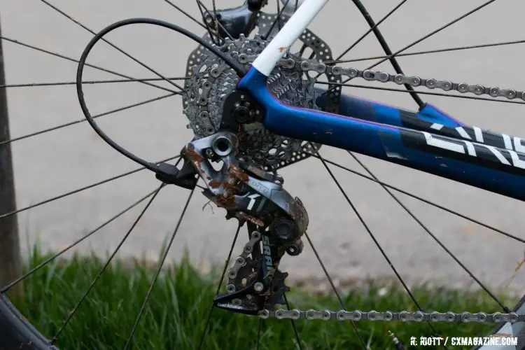 Gomez Villafañe's drivetrain is a full SRAM Force 1 affair. © R. Riott / Cyclocross Magazine