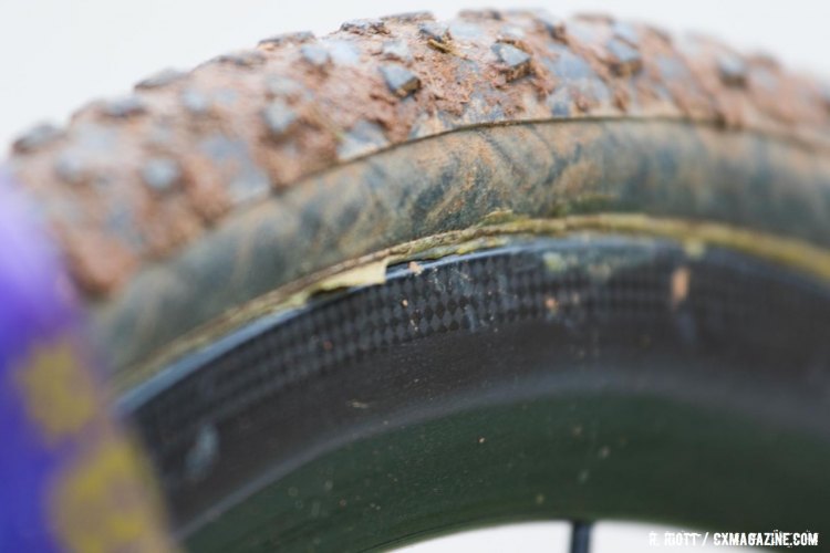 A close up look at the tires on Ben Gomez Villafañe's Specialized Crux Pro CX1. 2016 Cyclocross National Championships. © R. Riott / Cyclocross Magazine