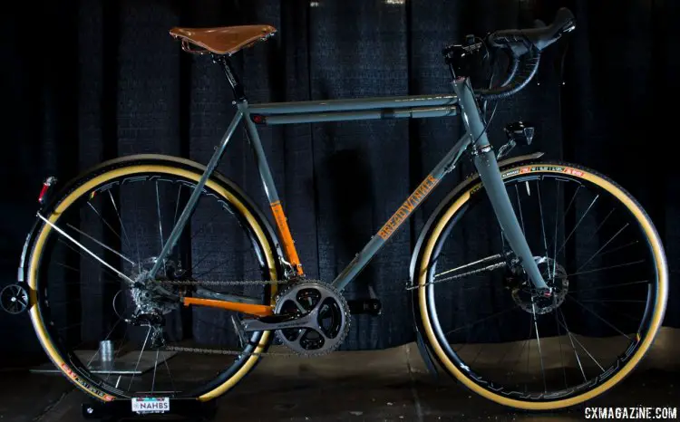 Breadwinner has a tricked-out full fendered B-Road gravel bike, complete with a dyno generator headlight and tailight and USB phone charger. NAHBS 2016. © Cyclocross Magazine