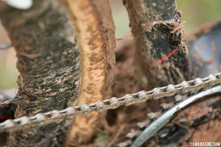 Ortenblad's 2016 Cyclocross National Championships bike was caked in mud, like it was in Zolder. © Cyclocross Magazine