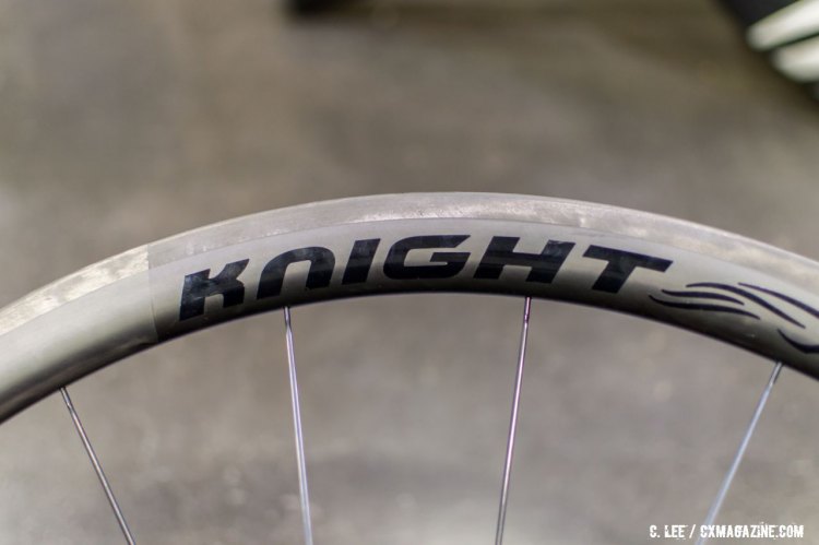 Knight Composites is a new name with a familiar person at the helm, Jim Pfeil. Shown here is the company's 35mm rim depth tubular with internal nipples. NAHBS 2016. © Clifford Lee / Cyclocross Magazine