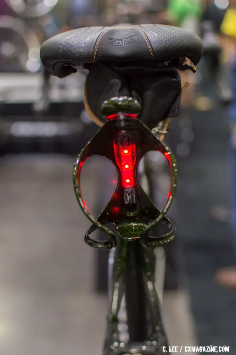 The Calfee Firefly light is built into the the behind-the-seat bottle cage. NAHBS 2016. © Clifford Lee / Cyclocross Magazine