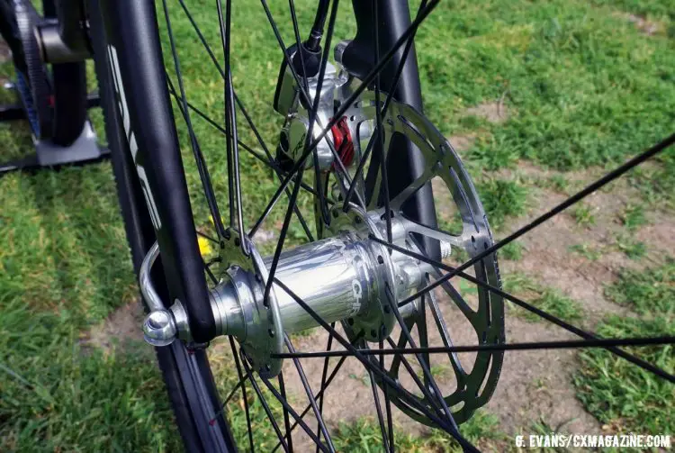 A silver Chris King hub pairs well with the silver Rohloff Speedhub quite nicely. © Cyclocross Magazine