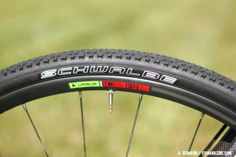 Ursus Athon aluminum wheels wrapped in Schwalbe Racing Ralph 700×33 tires on the Lembeek. © Andrew Reimann / Cyclocross Magazine