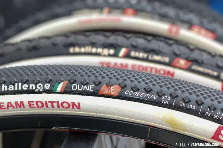 Challenge Tires' new Team Edition Dune features a diamond tread that's almost file-like as well as slight side knobs. © Andrew Yee / Cyclocross Magazine