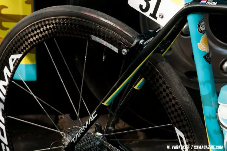 Boom's bike was outfitted with Corima carbon tubulars. © Mario Vanacker / Cyclocross Magazine