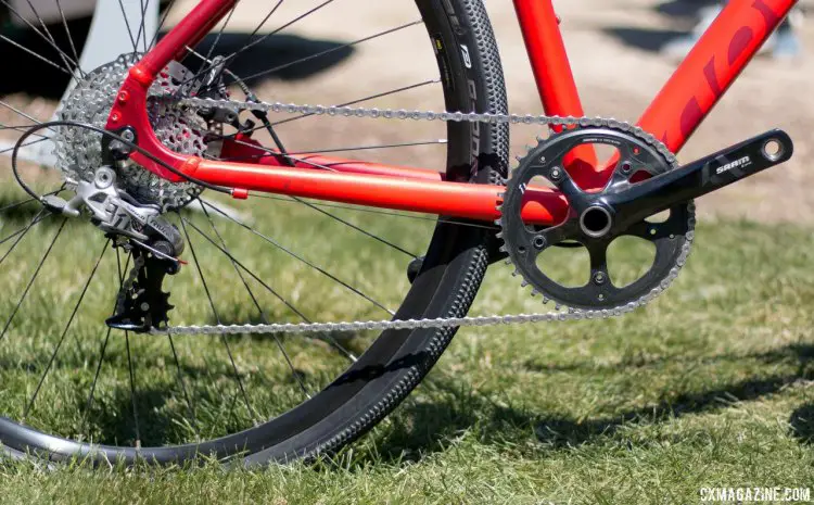 Devinci's Hatchet SX features a SRAM Rival 1 drivetrain paired with TPR's Spyre disc brakes. Sea Otter Classic 2016. © Cyclocross Magazine